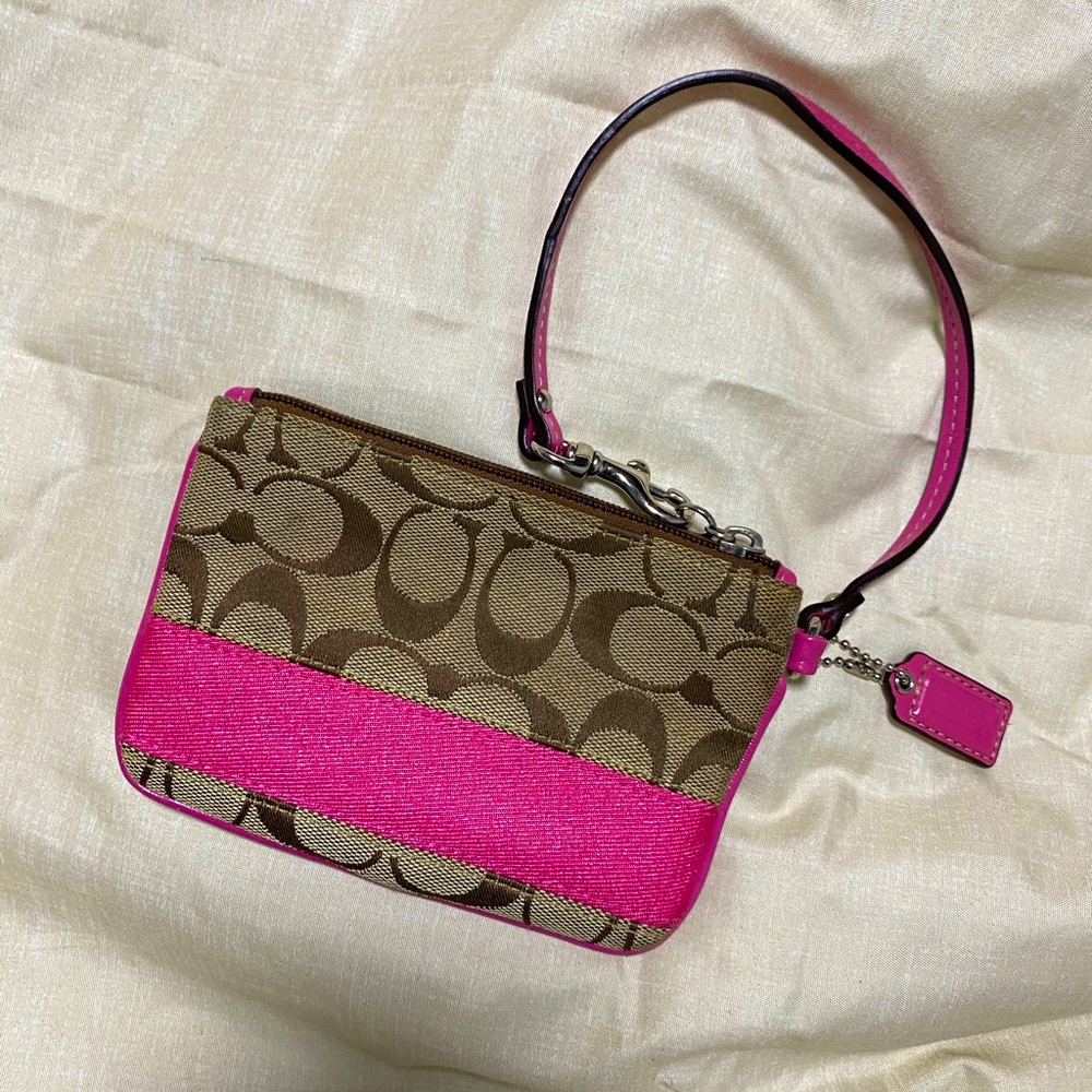 Coach Signature Wristlet Brown/Pink